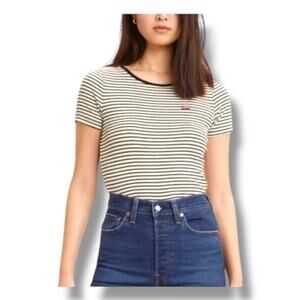 Levi’s Women’s Short Sleeve Lightweight Knit Striped Logo Tee, size 2X